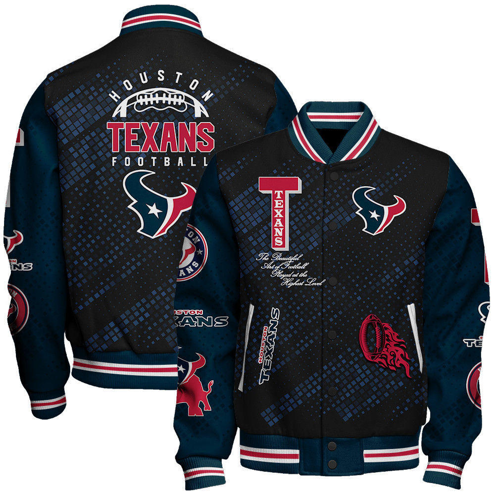 houston texans nfl pattern baseball varsity jacket baseball jacket all over print v13 d5o1u