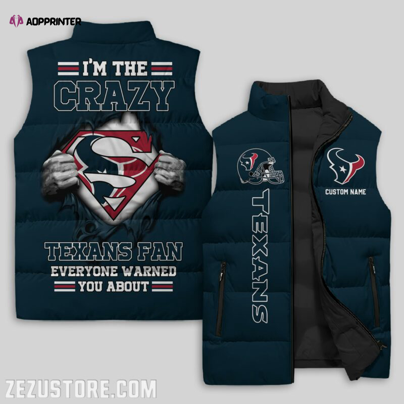 houston texans nfl sleeveless puffer jacket custom for fans gifts