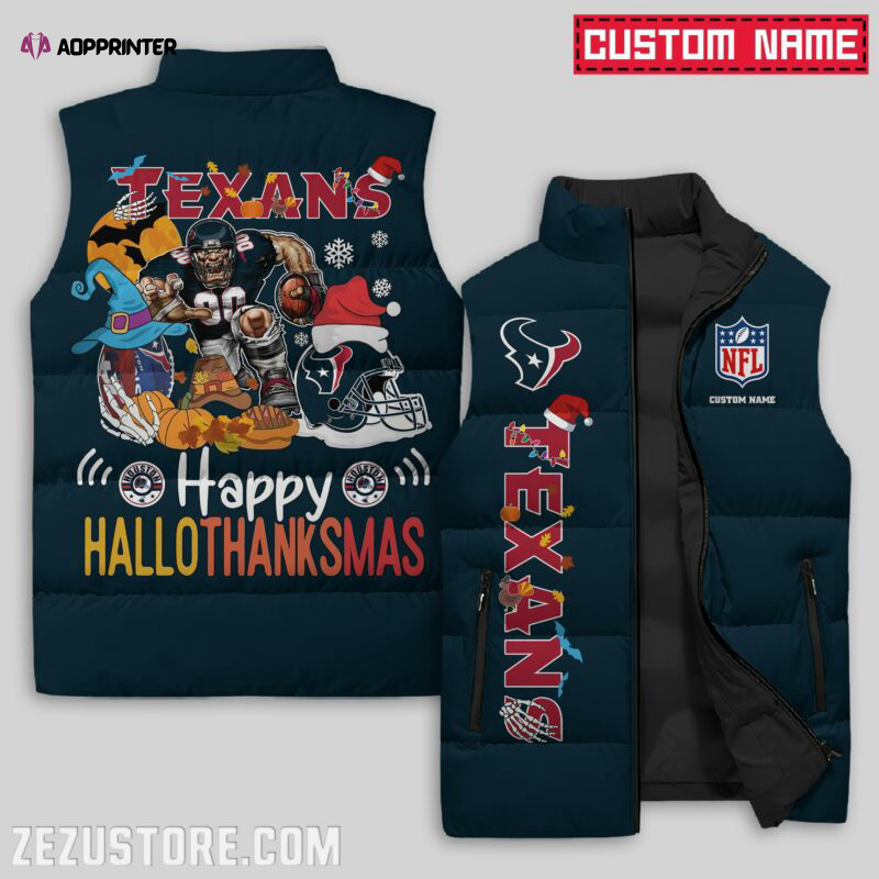 houston texans nfl sleeveless puffer jacket custom for fans spj1448