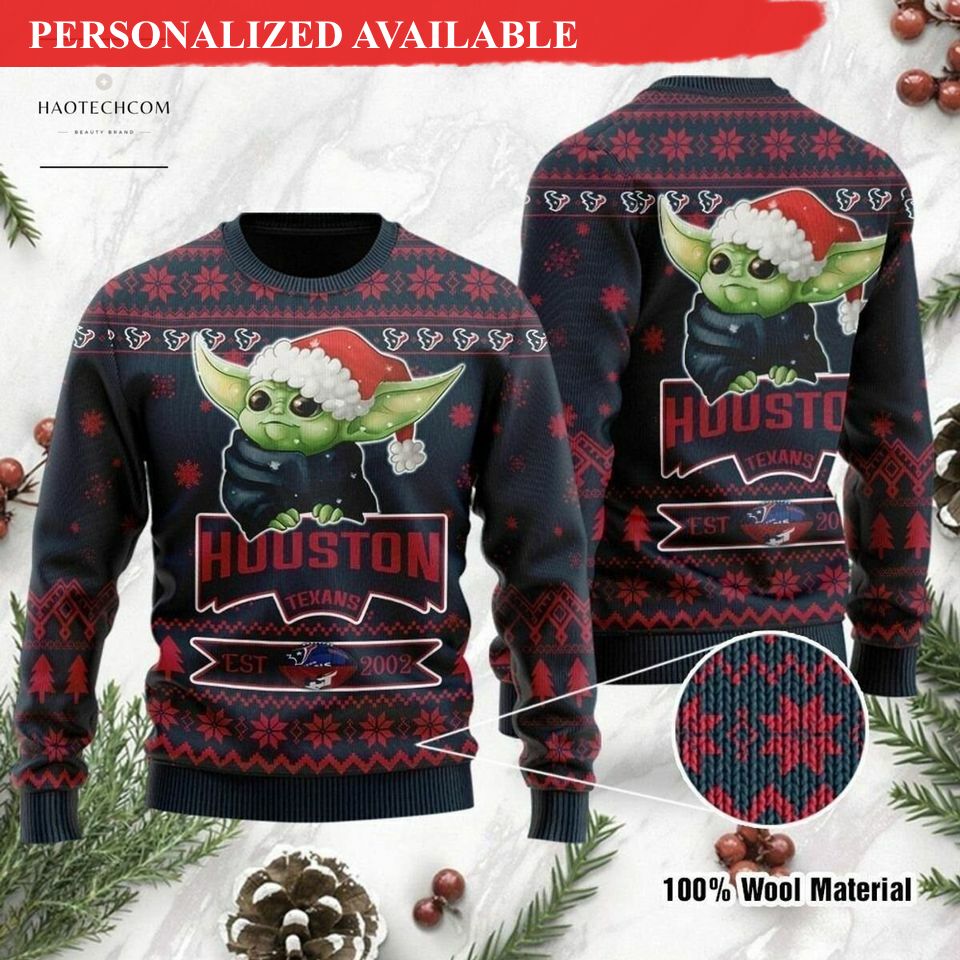 houston texans ugly sweater baby yoda ugly christmas sweater 5798