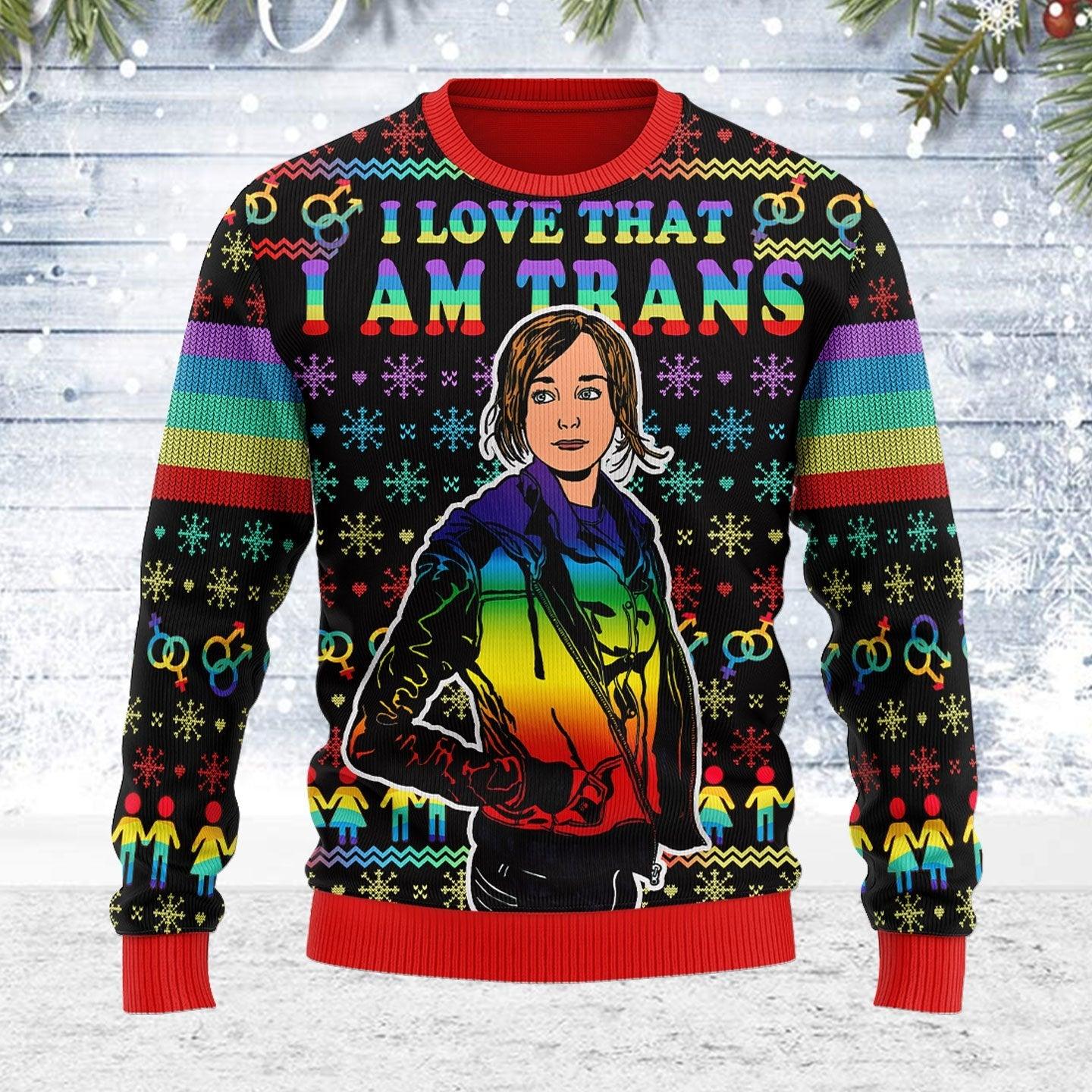 i love that i am trans ugly christmas sweater gearhomie com 1