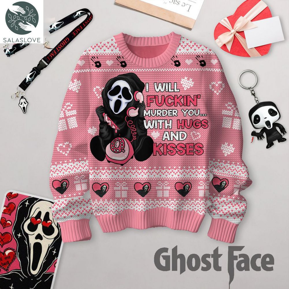 i will fuckin murder you with hugs and kisses ghost face valentine sweater ht040206 1 ufcui7