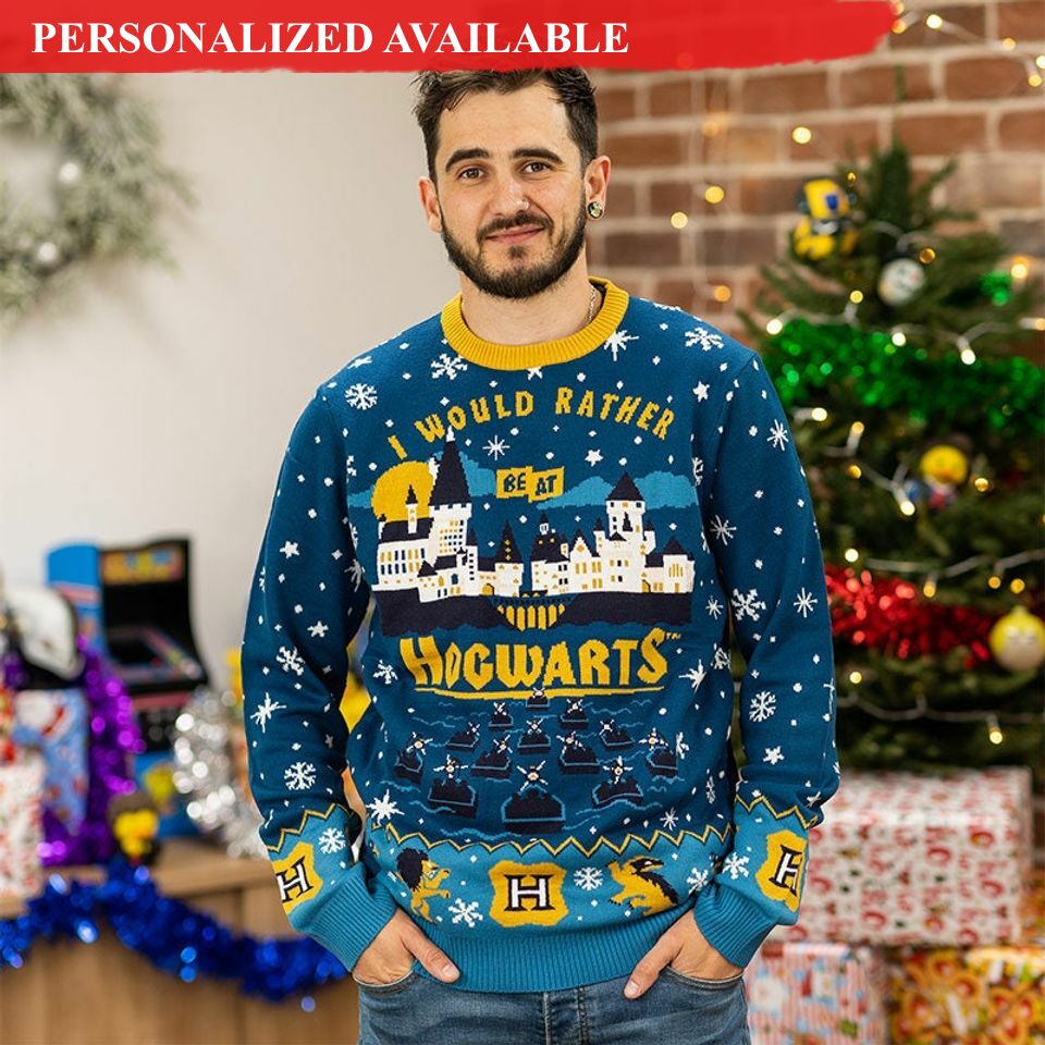 i would rather be at hogwarts ugly christmas sweater 8577