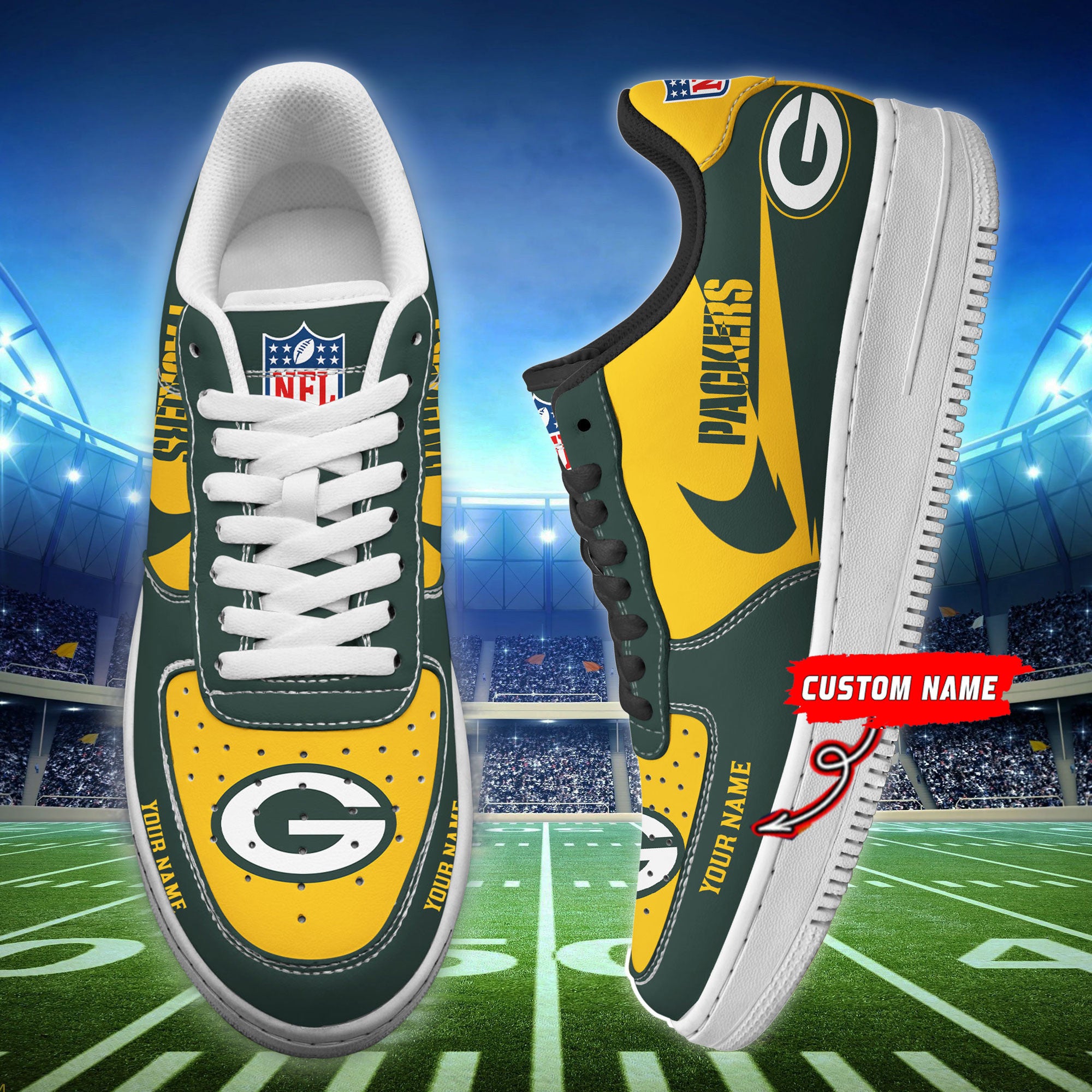 ideafootwear green bay packers nfl air low top sneakers shoes for men and women 1679 vprjl