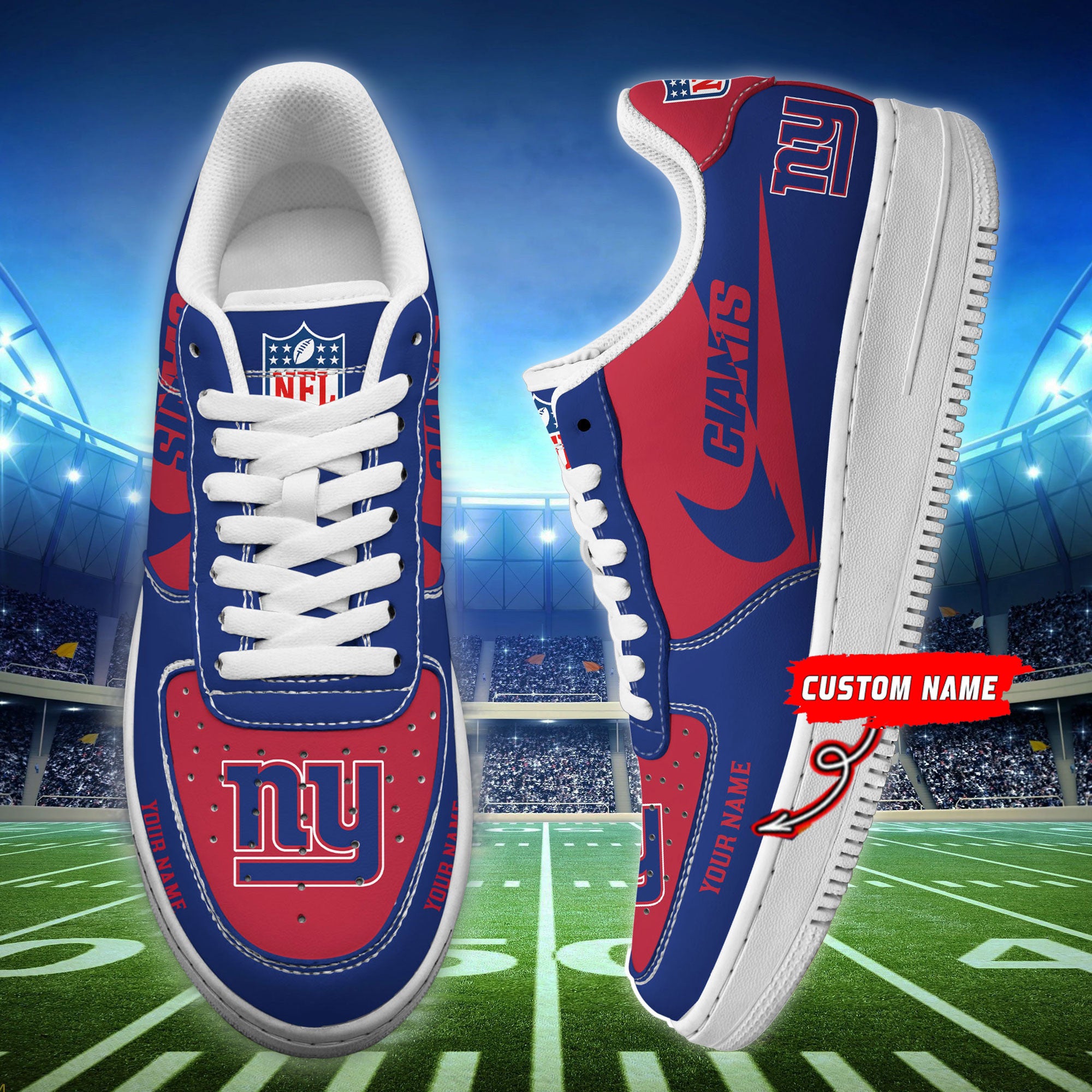 ideafootwear new york giants nfl air low top sneakers shoes for men and women 4696 kf5kg