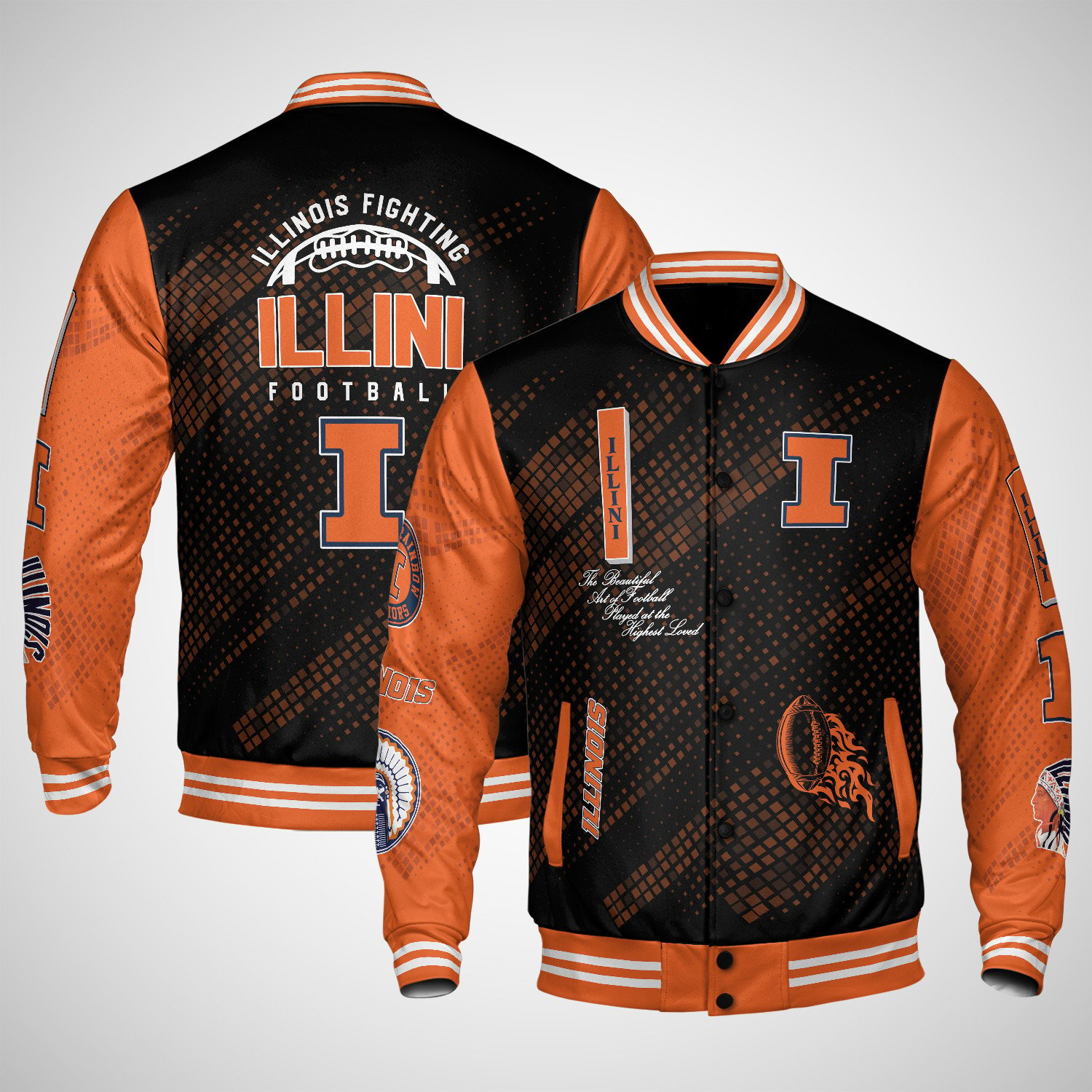 illinois fighting illini varsity jacket baseball jacket all over print wf 9ginz