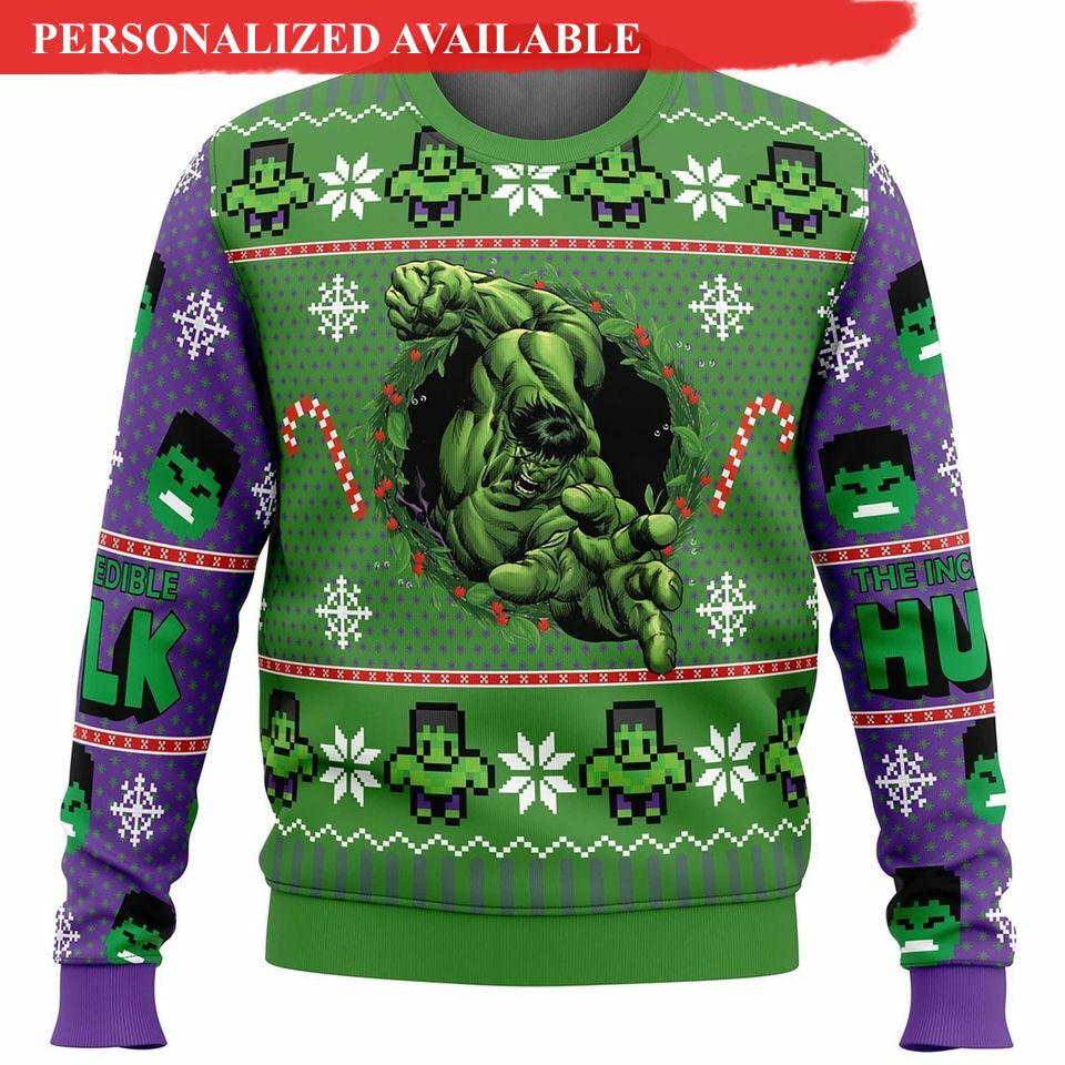 incredible green huge superhero ugly christmas sweater 3163