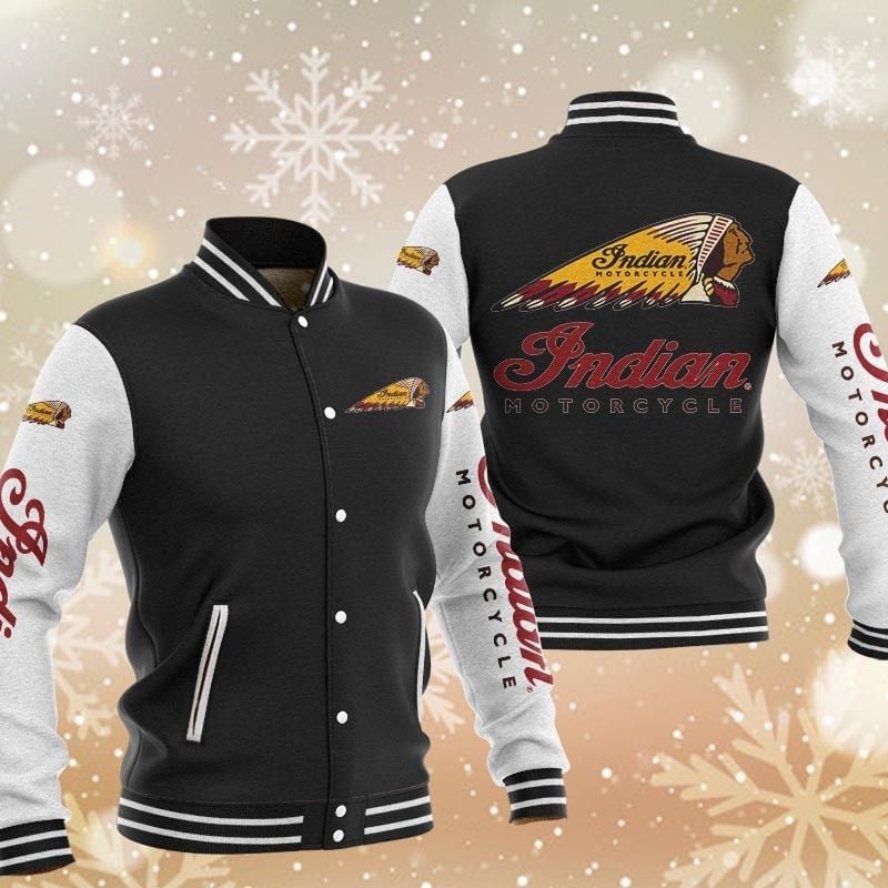 indian motorcycle brand logo baseball varsity jacket baseball jacket all over print hfouc