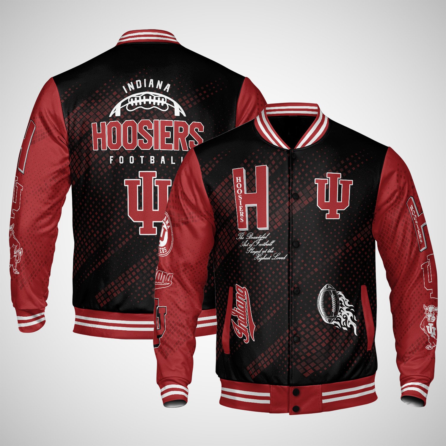 indiana hoosiers varsity jacket baseball jacket all over print wf zh91y