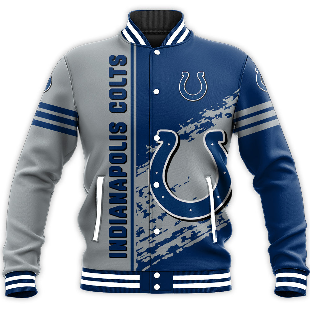 indianapolis colts baseball jacket button up zipper hooded all over print quarter style nfl bkzx7