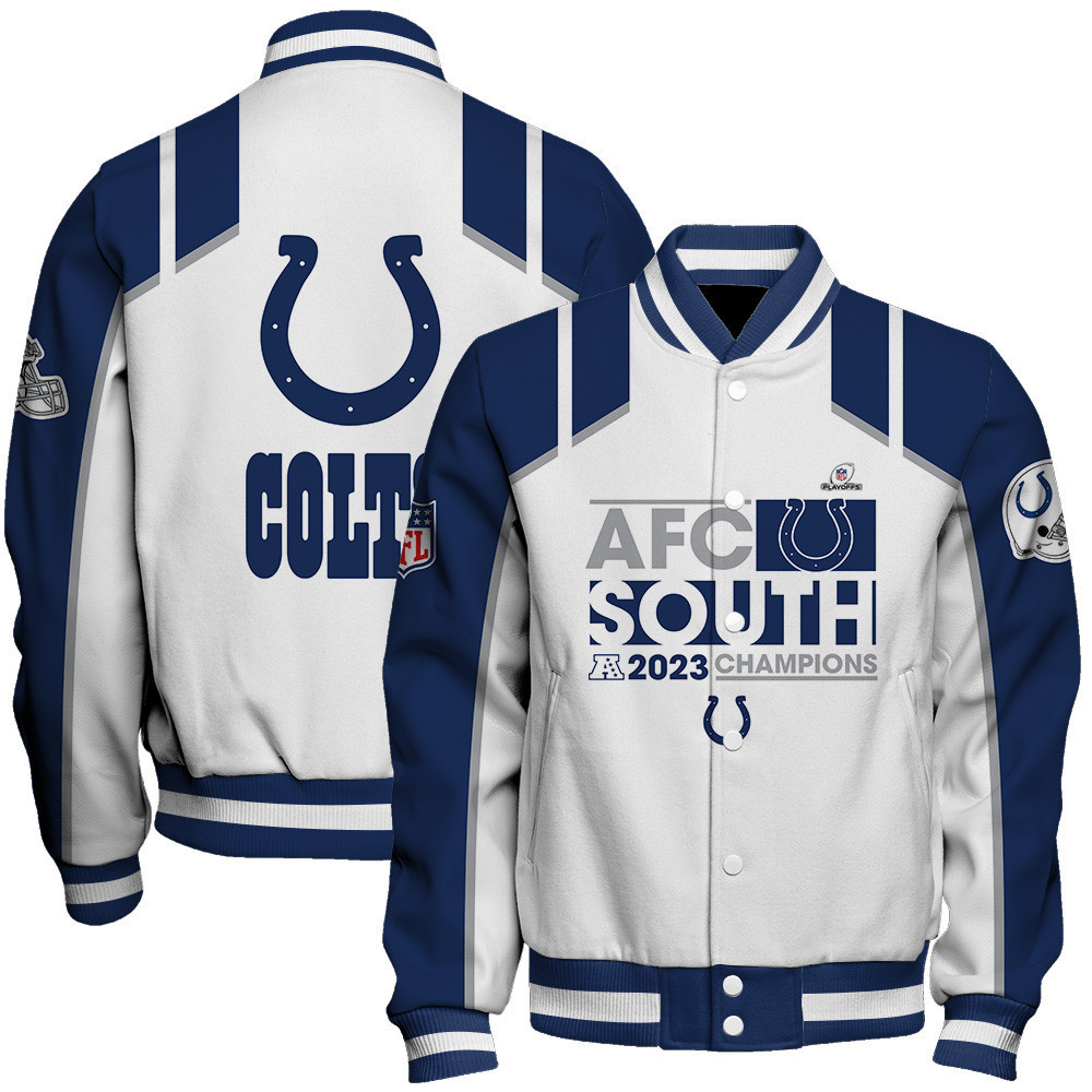 indianapolis colts nfc south 2023 champions nfl baseball varsity jacket baseball jacket all over print webwy