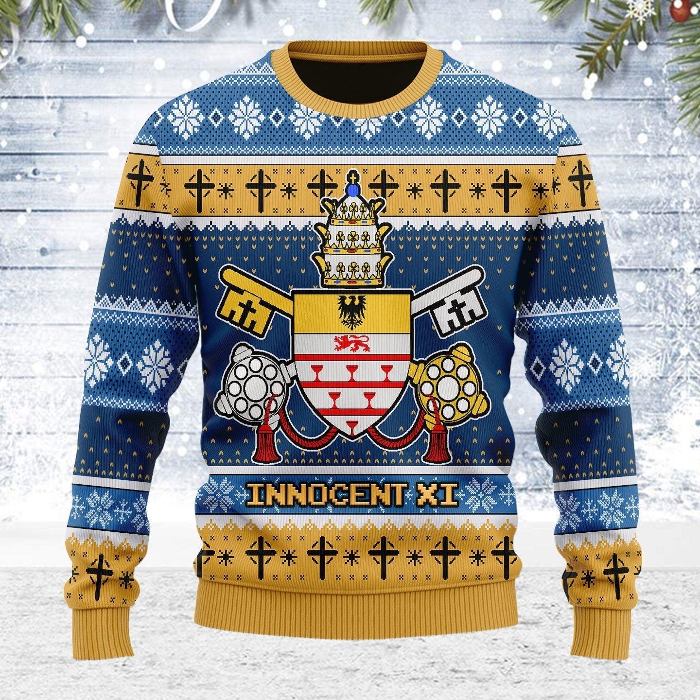 innocent xi coat of arms ugly christmas sweater gearhomie com 1