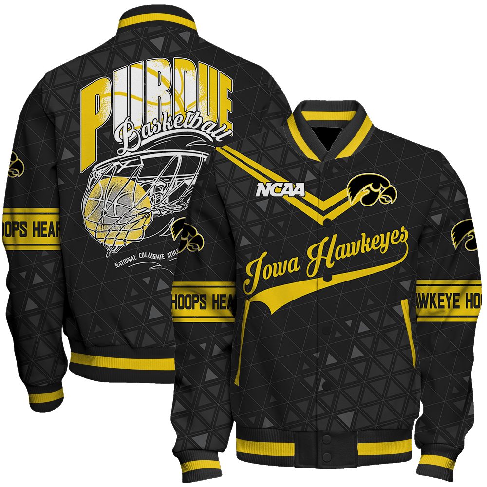 iowa hawkeyes ncaa basketball hawkeye hoops heart 3d unisex baseball varsity jacket baseball jacket all over print psnkx