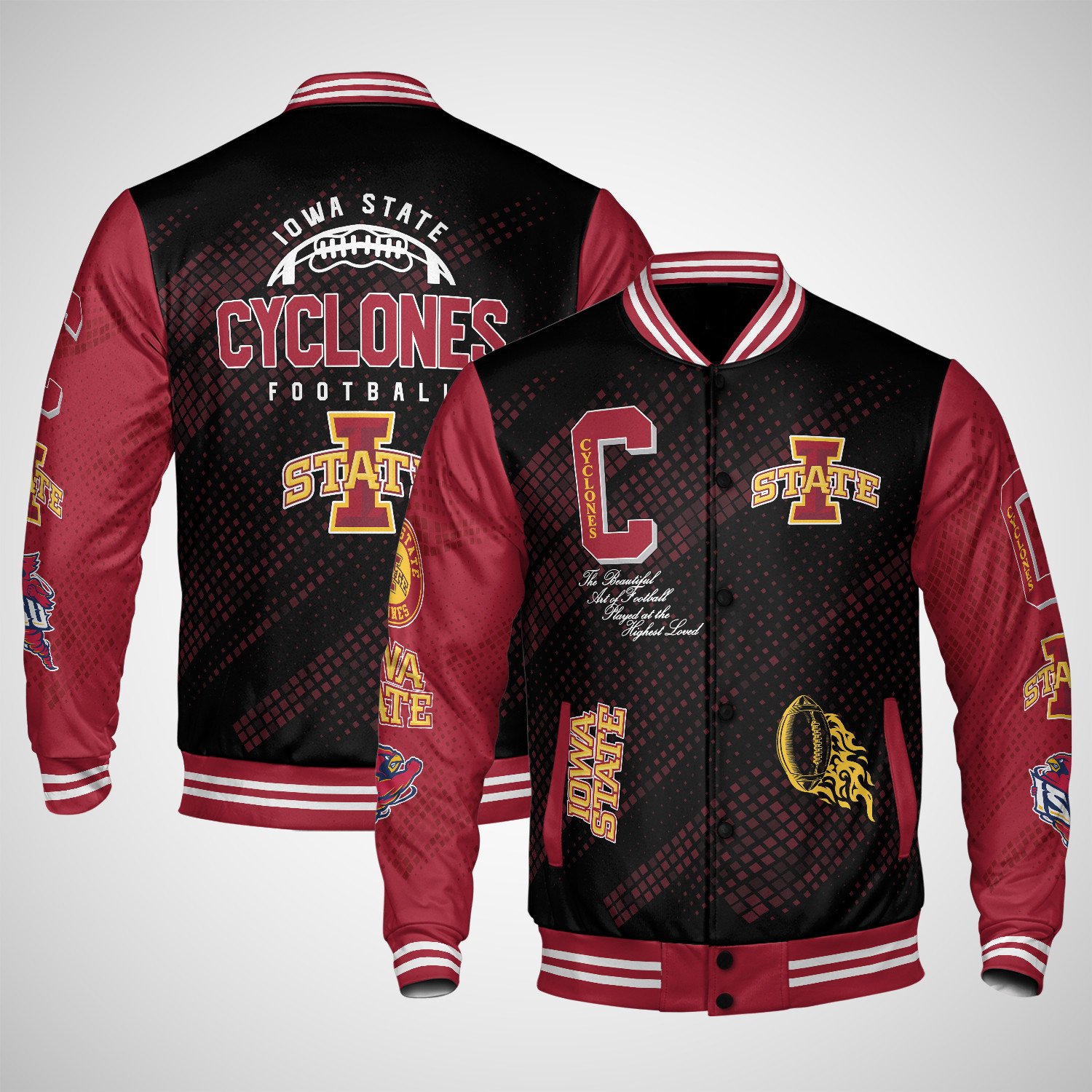 iowa state cyclones varsity jacket baseball jacket all over print wf 6mpln