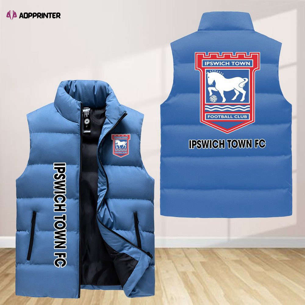 ipswich town f c sleeveless puffer jacket custom for fans gifts