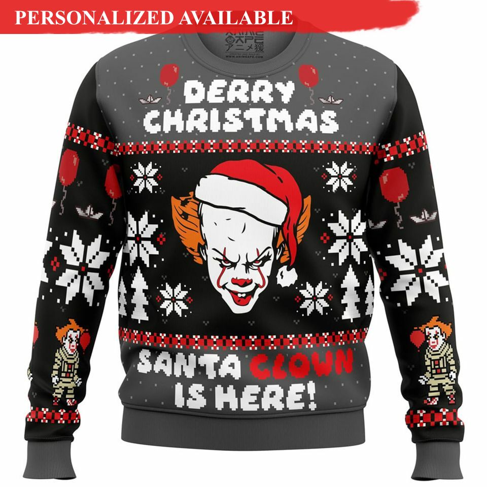 it pennywise horror christmas ugly sweater 1779