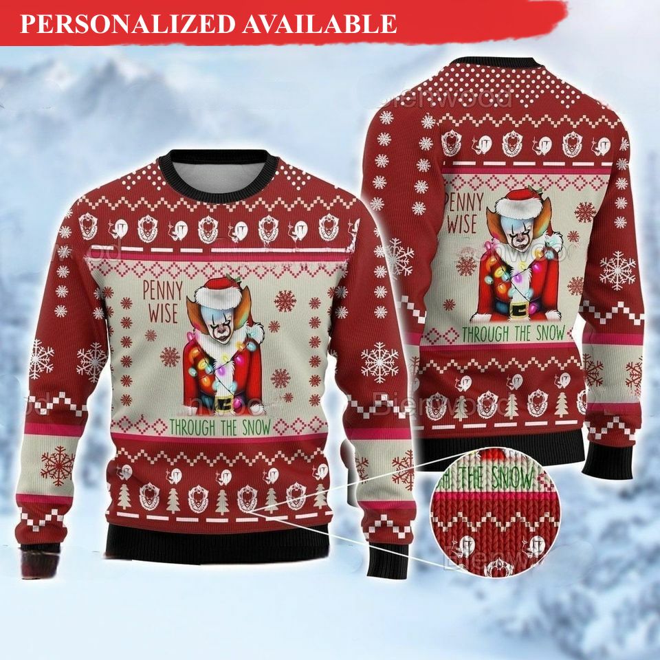 it pennywise horror christmas ugly sweater 8463