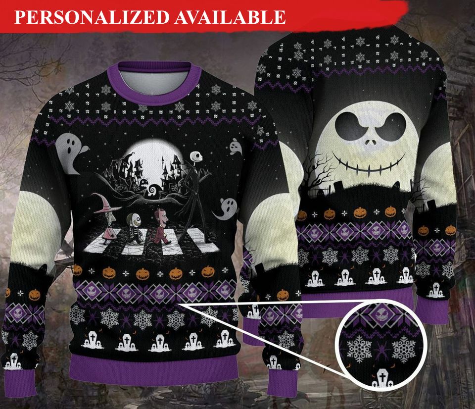 jack skellington lock shock and barrel christmas ugly sweater 3509