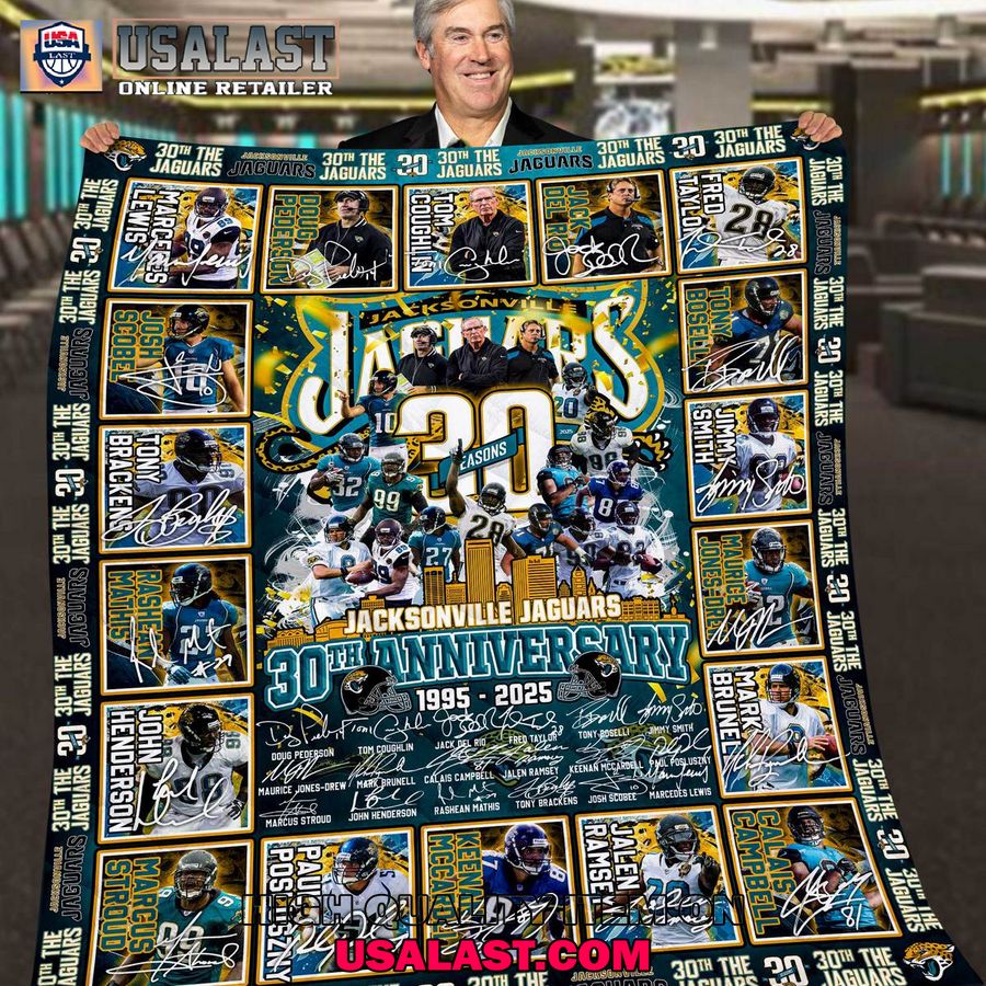 jacksonville jaguars 30th anniversary 1995 2025 special quilt blanket 1 LdDlF