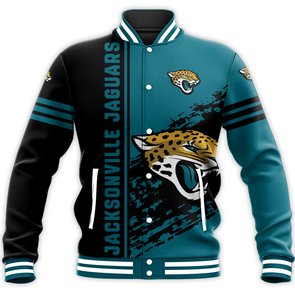 jacksonville jaguars baseball jacket button up zipper hooded all over print quarter style nfl ftign