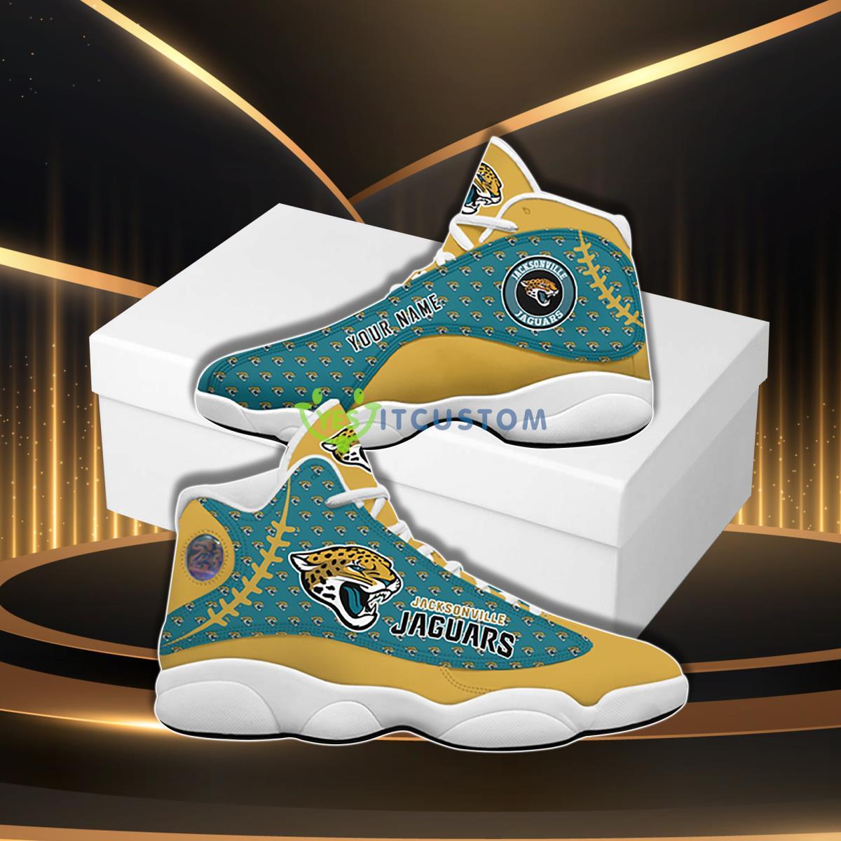 jacksonville jaguars football team custom name air jordan 13 sneaker hot design for fans