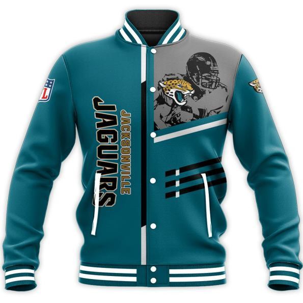 jacksonville jaguars nfl football team logo custom name number 3d print baseball varsity jacket baseball jacket all over print j8wkb