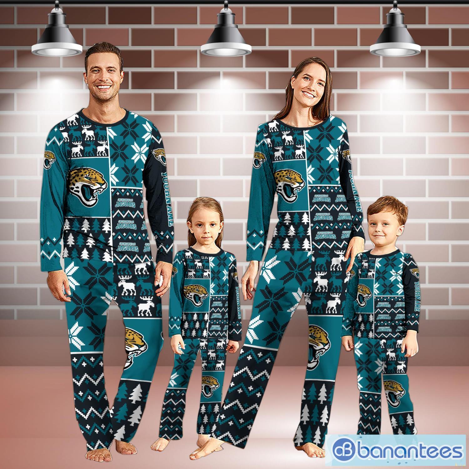 jacksonville jaguars pajamas set christmas snowflake pattern pajamas christmas gift for family