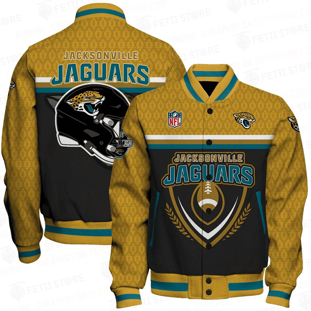 jacksonville jaguars traditional football pattern baseball varsity jacket baseball jacket all over print e06jc