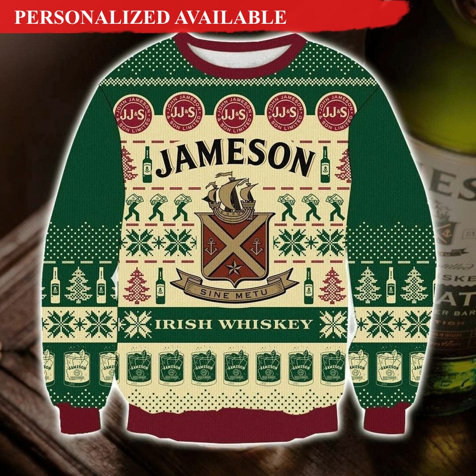 jameson irish whiskey christmas ugly 3d sweater 7973