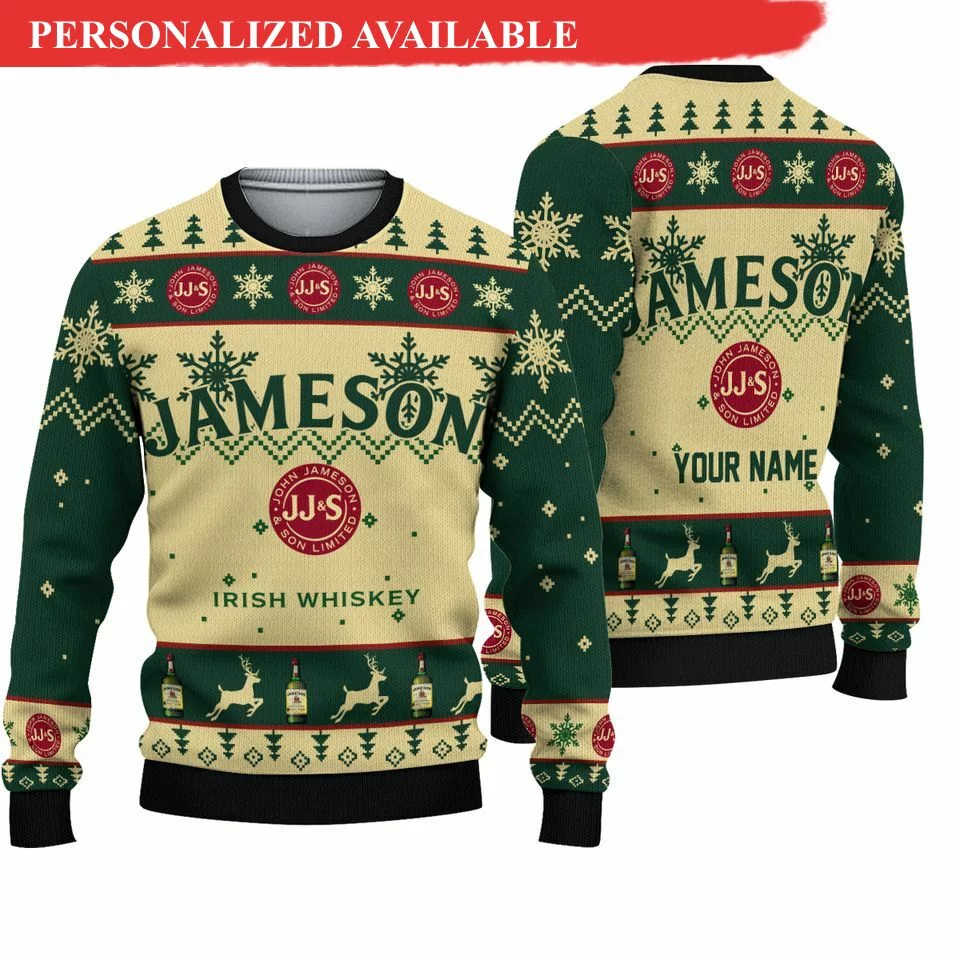 jameson irish whiskey custom ugly knitted christmas 3d sweater 4732