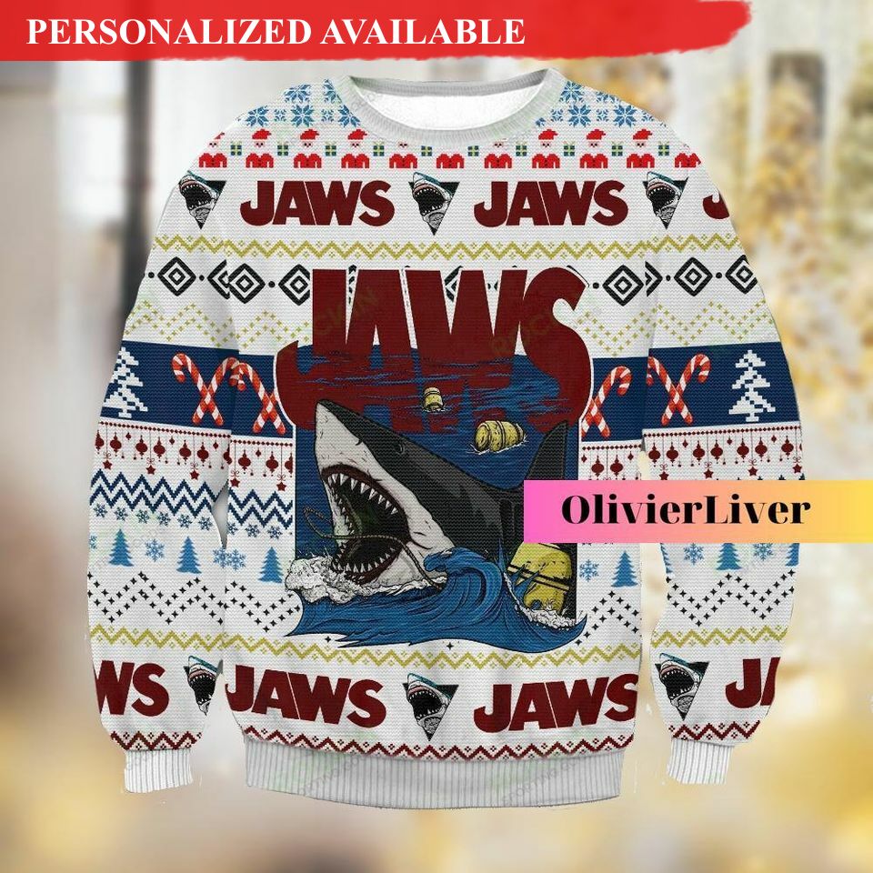 jaws horror christmas ugly sweater 2714