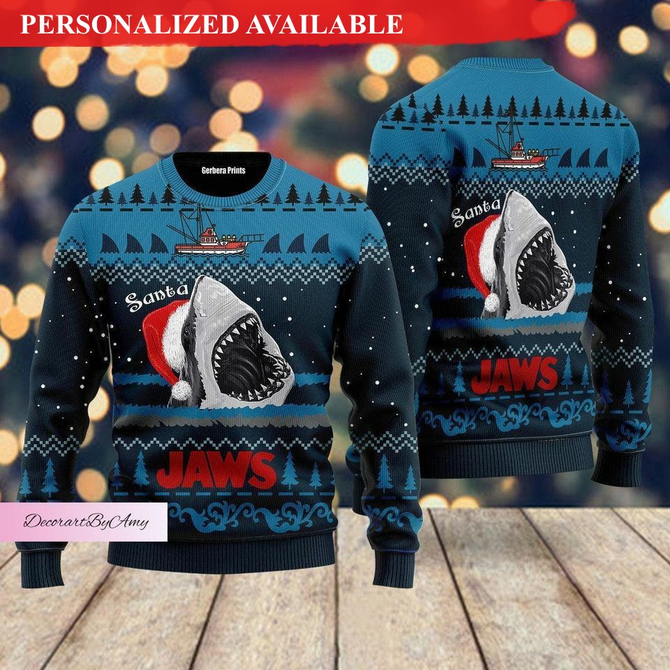 jaws horror christmas ugly sweater 2991