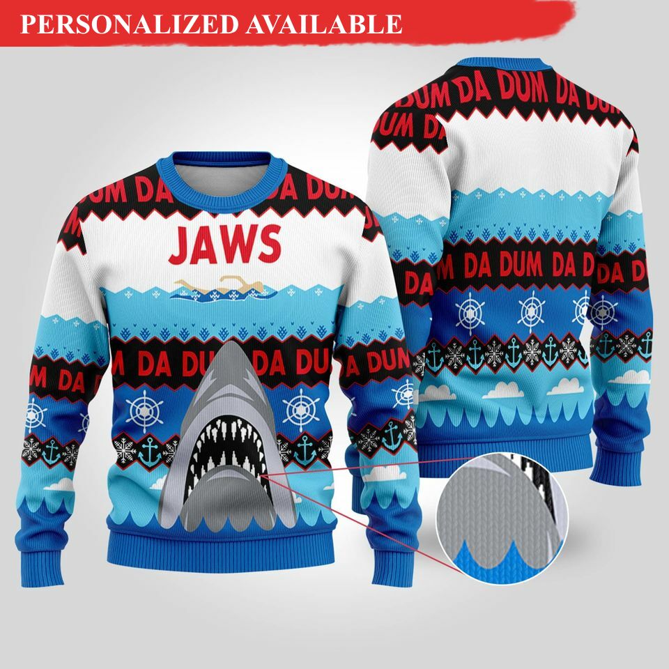 jaws horror christmas ugly sweater 8626