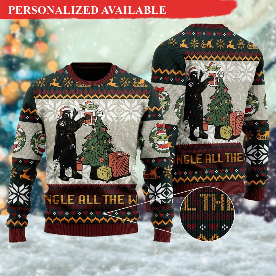 jingle all the way dadalorian ugly christmas sweater 3058