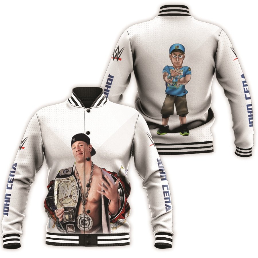 john cena professional wrestler wwe champions white all over print designed gift for john cena fans baseball jacket button up zipper hooded all over print wuvlw