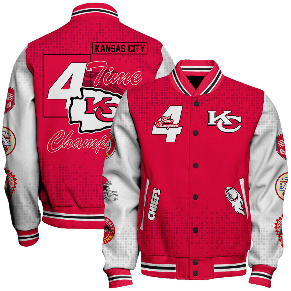 kansas city chiefs 4 times champions unisex baseball varsity jacket baseball jacket all over print sfat v11 ixijx