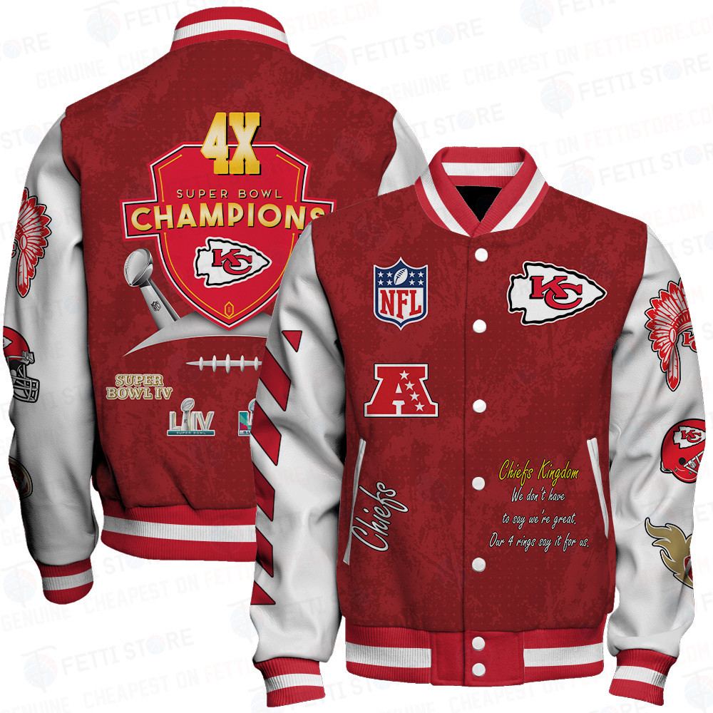 kansas city chiefs 4x champions print baseball varsity jacket baseball jacket all over print sfat v9 9arkr