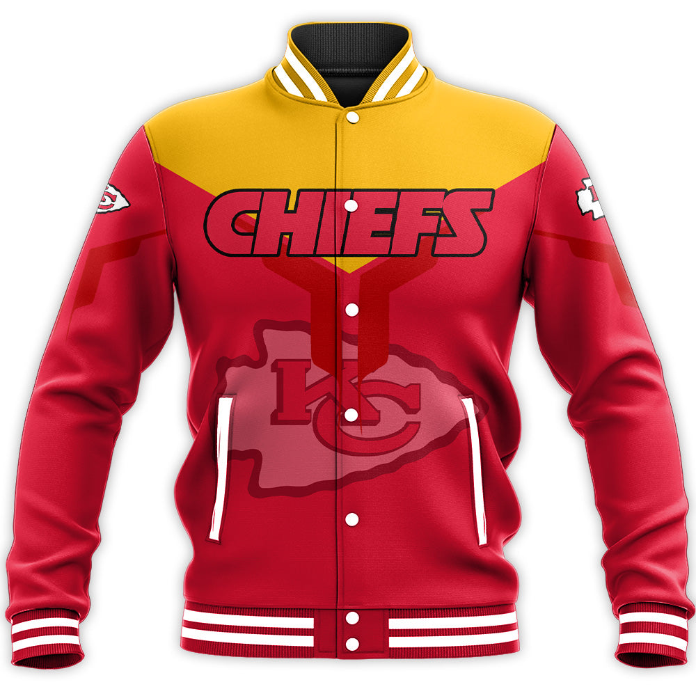 kansas city chiefs baseball jacket button up zipper hooded all over print drinking style nfl yej9f