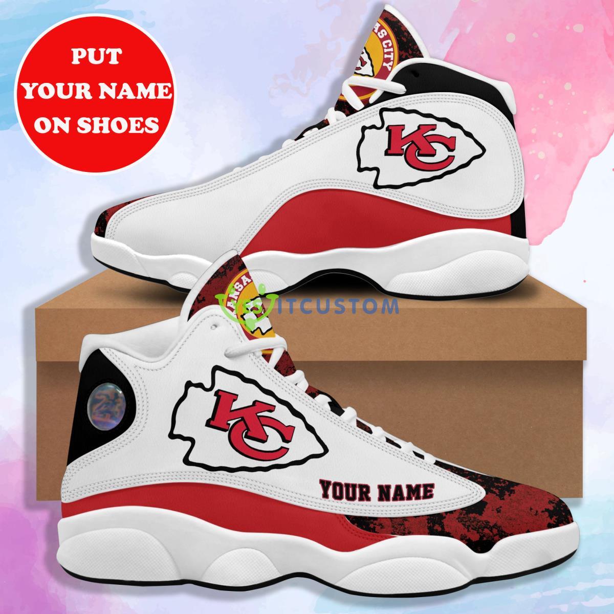 kansas city chiefs football team unique custom name air jordan 13 sneaker for fans