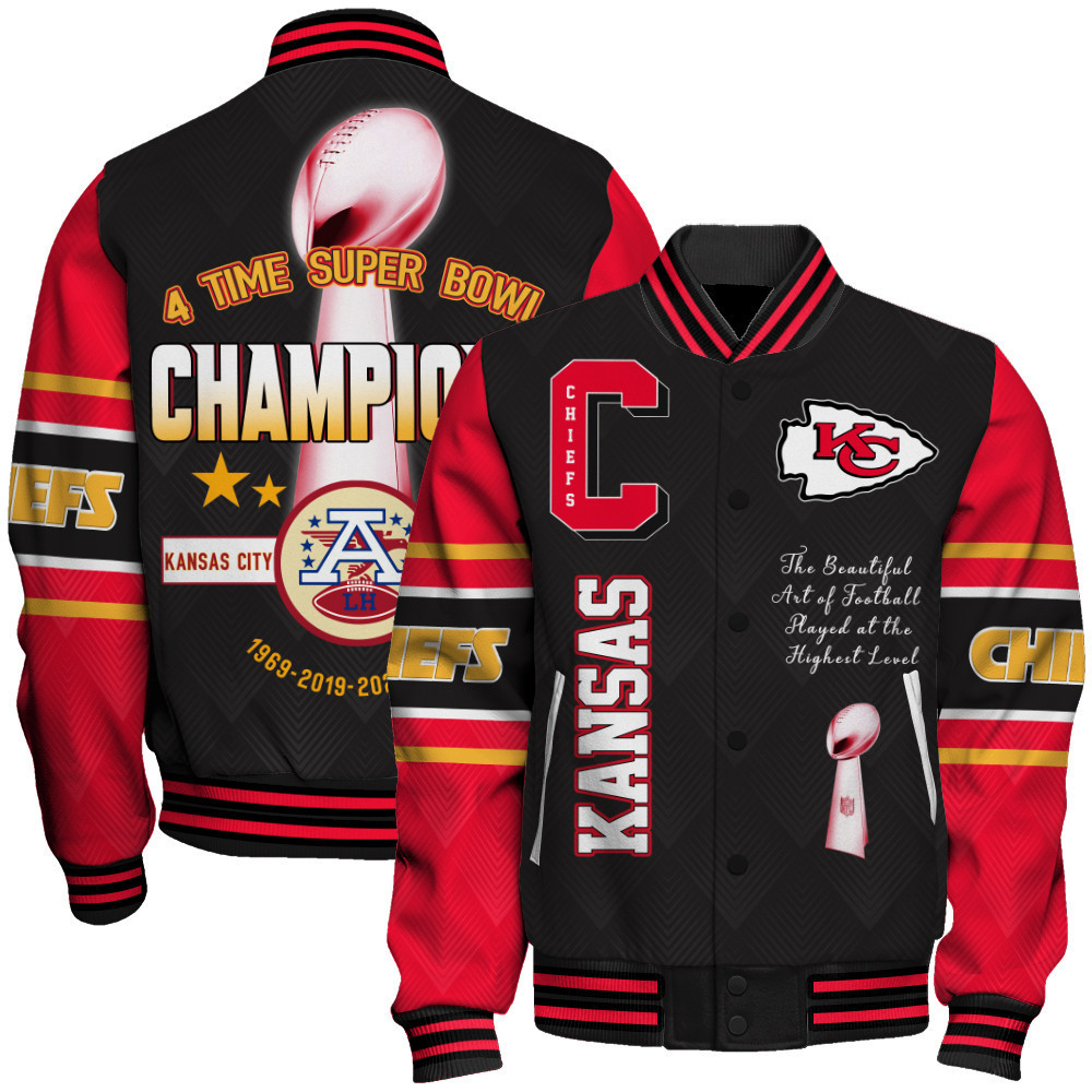 kansas city chiefs four times champions unisex baseball varsity jacket baseball jacket all over print sfat v22 4dqos