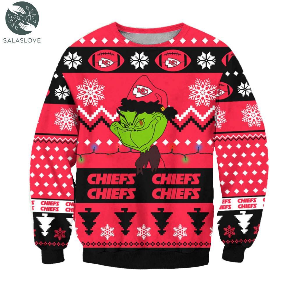 kansas city chiefs grinch cunningly smile nfl ugly christmas sweater 1 uzj93o