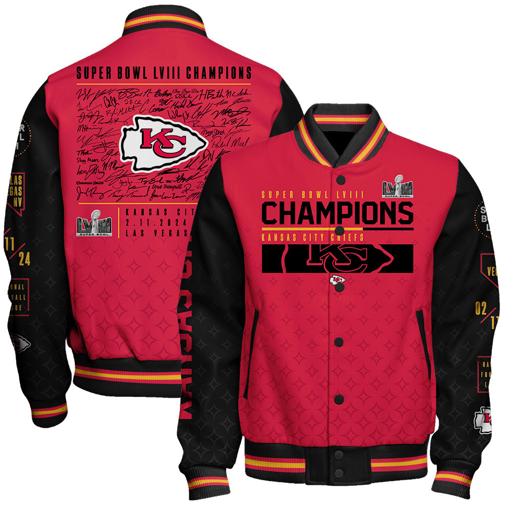 kansas city chiefs nfl 2024 champions unisex baseball varsity jacket baseball jacket all over print v18 0upee