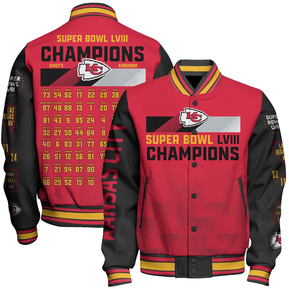 kansas city chiefs nfl 2024 champions unisex baseball varsity jacket baseball jacket all over print v20 de040