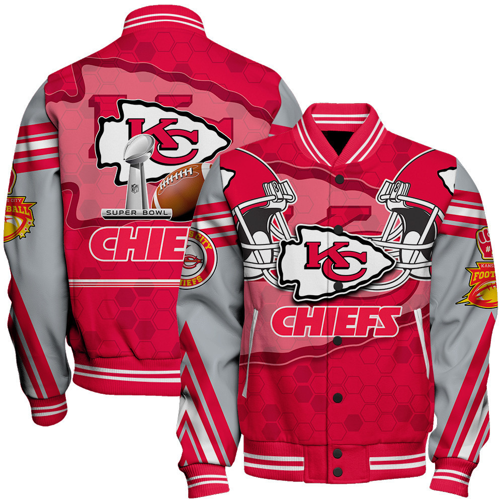 kansas city chiefs nfl 3d football pattern cool print baseball varsity jacket baseball jacket all over print ksosi