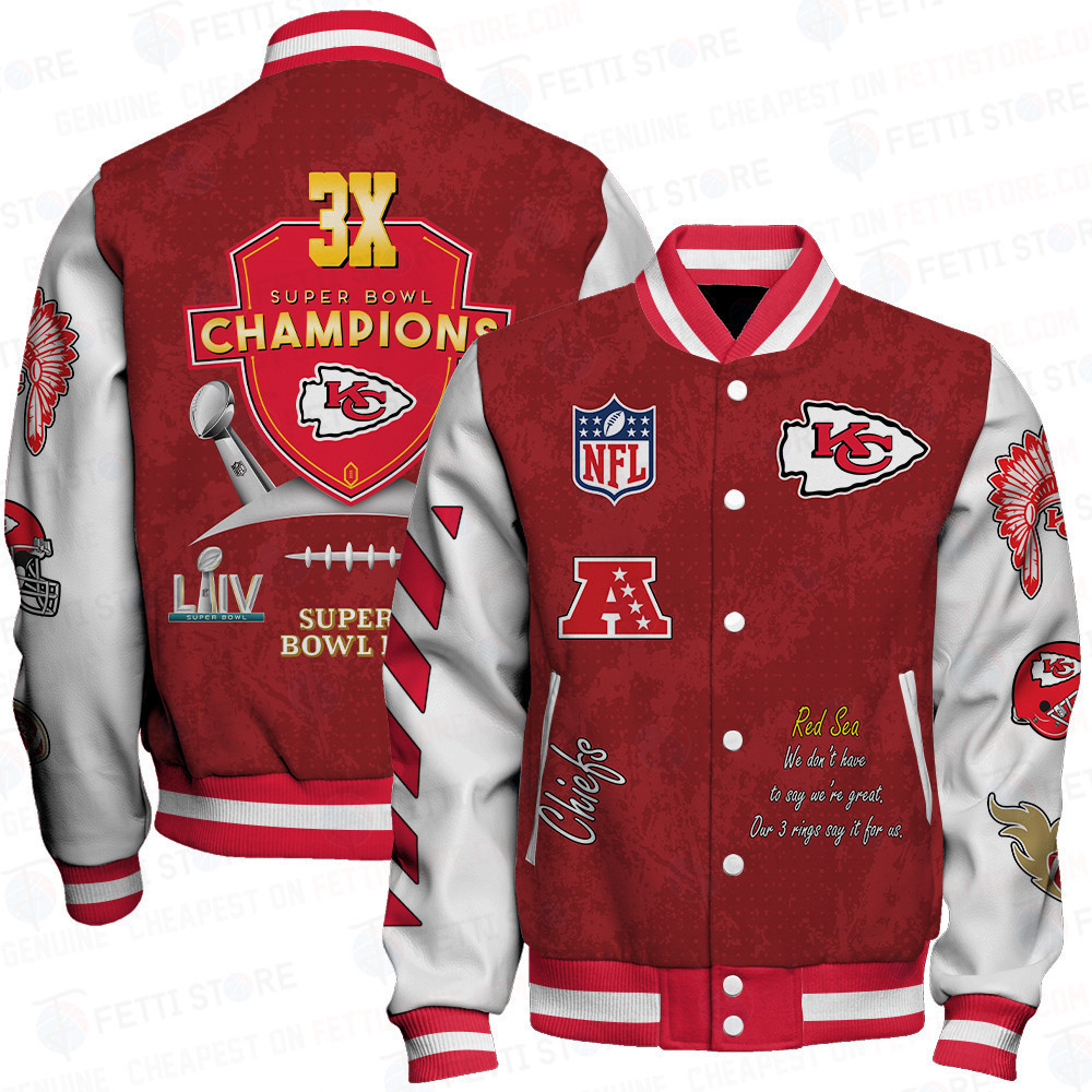 kansas city chiefs nfl 3x champions print baseball varsity jacket baseball jacket all over print sfat v9 wfwca