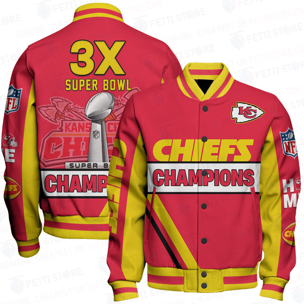 kansas city chiefs nfl 3x super bowl champions design baseball varsity jacket baseball jacket all over print bvuv2