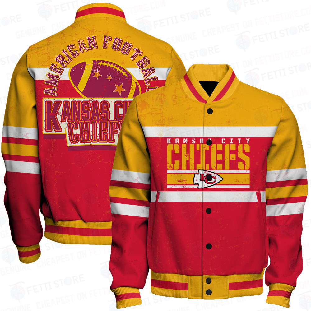 kansas city chiefs nfl american football art print baseball varsity jacket baseball jacket all over print zljfd