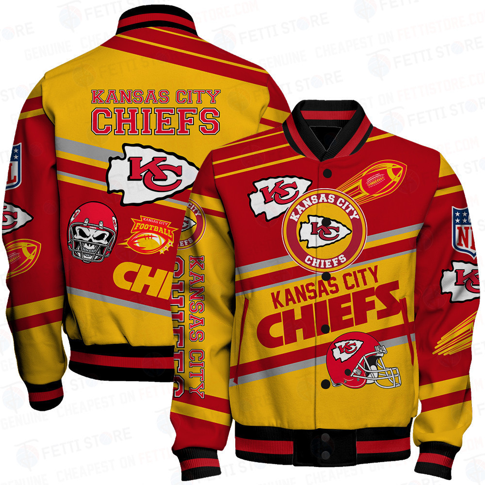 kansas city chiefs nfl american football league pattern baseball varsity jacket baseball jacket all over print upqfp