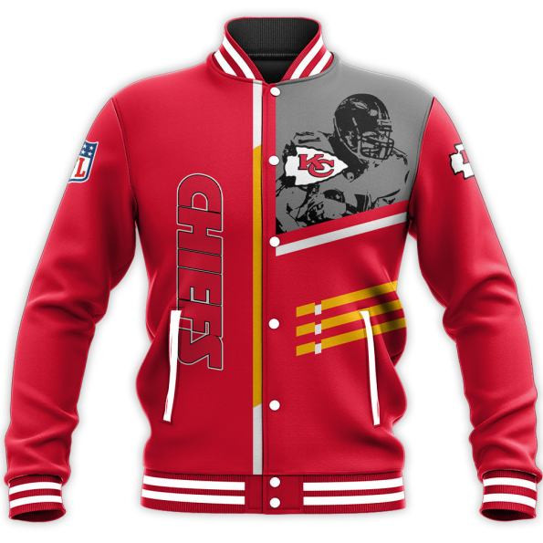 kansas city chiefs nfl football team logo custom name number 3d print baseball varsity jacket baseball jacket all over print 3zslh