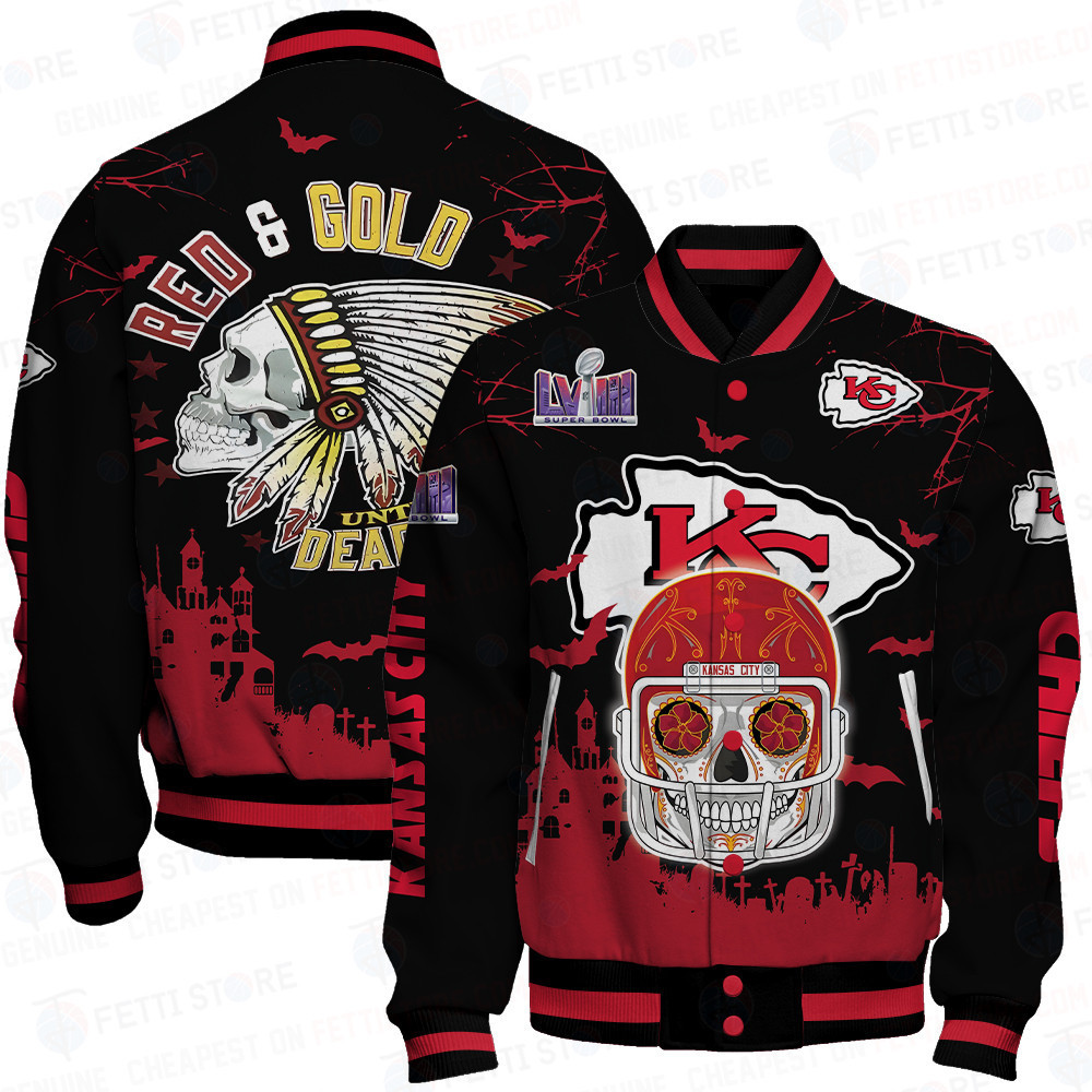 kansas city chiefs nfl halloween pattern magic baseball varsity jacket baseball jacket all over print sib7j